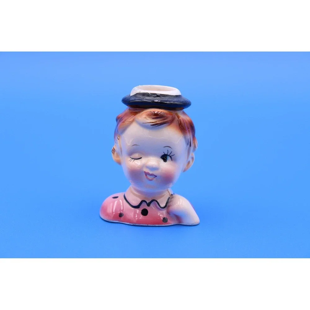Vintage Winking Lady Head Candle Holder, Novelty Decor